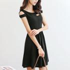 Off-shoulder Cutout A-line Mini Dress