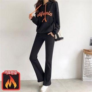 Set: Letter Print Sweatshirt + Boot-cut Sweatpants