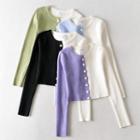 Short Sleeve Color-block Cardigan