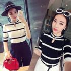 Striped Short-sleeve Knit Top