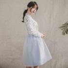 Hanbok Skirt (sheer Chiffon / Midi / Sky Blue)