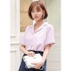 Notched-lapel Cuff-sleeve Blouse