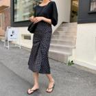 Shirred Dotted Long Skirt