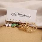 5 Pair Set: Glaze / Alloy Earring (various Designs) 54812 - Gold - One Size