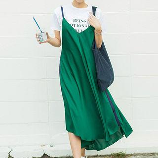 Spaghetti-strap Maxi Chiffon Dress
