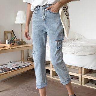 Capri Cut Out Straight Cut Jeans