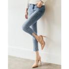 Faux-pearl Slit-side Jeans