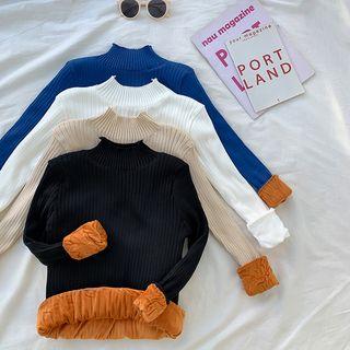 Long-sleeve High Neck Knit Top