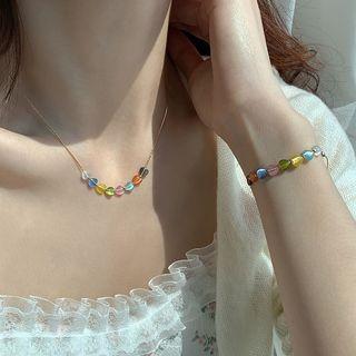 Heart Faux Cat Eye Stone Alloy Bracelet / Choker