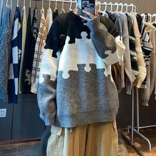 Puzzle Print Sweater