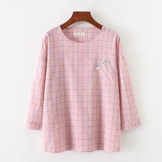 Windowpane 3/4-sleeve Top