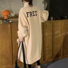 Letter Embroidered Fleece Coat Off-white - One Size