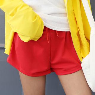 Drawstring-waist Colored Hot Pants