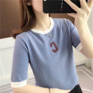 Short-sleeve Letter Embroidered Sweatshirt