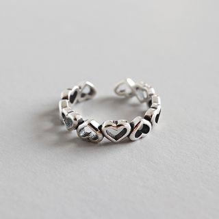 Cutout Heart Open Ring Silver - One Size
