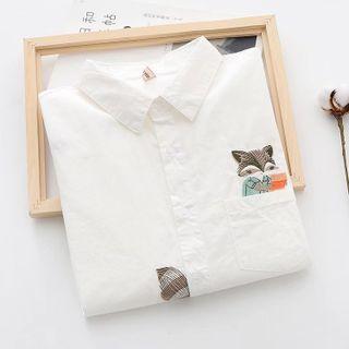 Cartoon Squirrel Embroidered Shirt