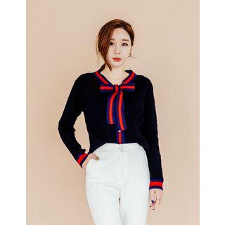 Tie-front Cable-knit Cardigan