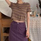 Short-sleeve Striped T-shirt / Mini A-line Skirt