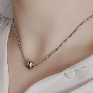 Bead Pendant Stainless Steel Necklace Silver - One Size