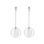 Sterling Silver Simple Geometric Hollow Round Shell Tassel Earrings Silver - One Size