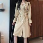 Long-sleeve Double Breasted Coat Dress As Shown In Figure - One Size