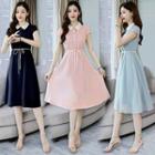 Tie-waist Short-sleeve A-line Shirt Dress