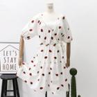 Strawberry-embroidered A-line Dress + Slipdress