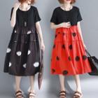 Dotted Panel Short-sleeve A-line Dress