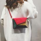 Faux-leather Colorblock Shoulder Bag Red - One Size