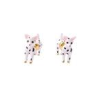 Fashion Cute Plated Gold Enamel Speckled Dog Stud Earrings Golden - One Size