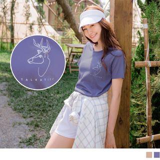Deer Printing Short-sleeve T-shirt