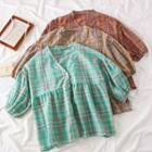 Loose-fit Plaid V-neck Shirt