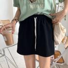 Contrast Trim Drawstring-waist Mini A-line Skirt