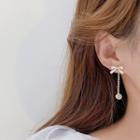 Bow Rhinestone Dangle Earring Stud Earring - 1 Pair - Gold - One Size