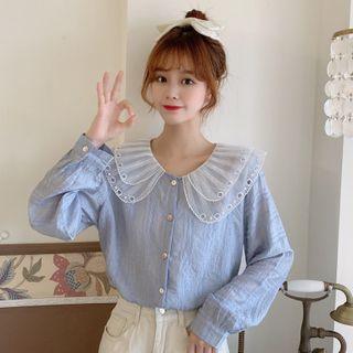 Peter-pan Collar Long-sleeve Top