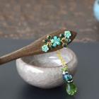 Flower Faux Crystal Wooden Hair Stick