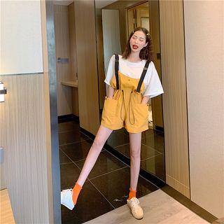 Set Of 2: Short-sleeve T-shirt + Drawstring Jumper Shorts