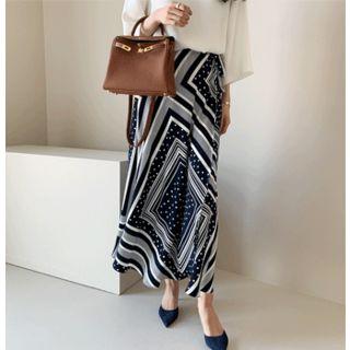 Patterned Wrap Skirt Patterned - One Size