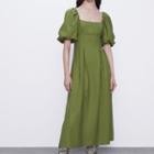 Puff Sleeve French Square Collar Dress