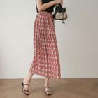 Patterned Maxi Pleat Skirt