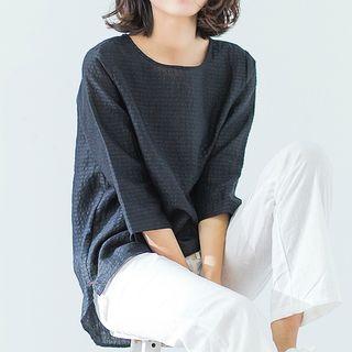 3/4-sleeve Linen Cotton Blouse