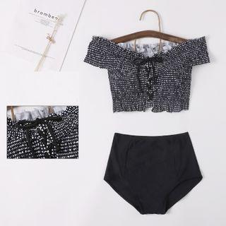 Swim Set: Cap-sleeve Plaid Top + Bottom