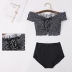 Swim Set: Cap-sleeve Plaid Top + Bottom