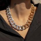 Two-tone Chunky Chain Choker 3787 - Silver & Gold - One Size