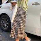 Checkerboard Midi A-line Skirt