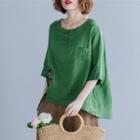 Embroidered Short-sleeve T Shirt Green - L