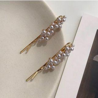 Faux Pearl Hair Pin 1 Pair - As Shown In Figure - One Size