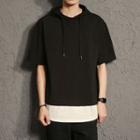 Mock Two Piece Hooded Short-sleeve T-shirt