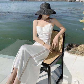 Strappy Lace Trim Midi A-line Dress