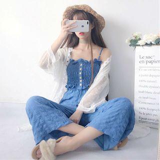 Set: Frilled Camisole Top + Wide-leg Pants / Lace Jacket / Shawl